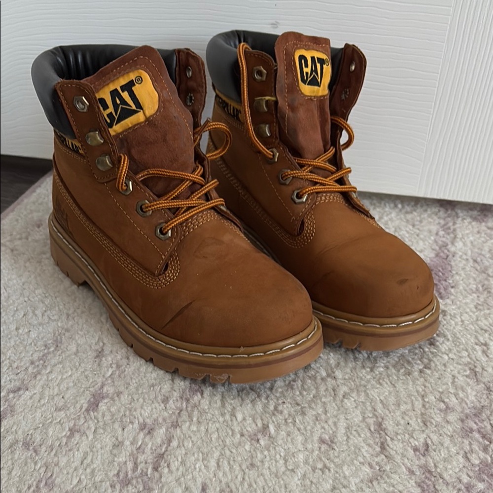 CAT Brown Leather Work Boots